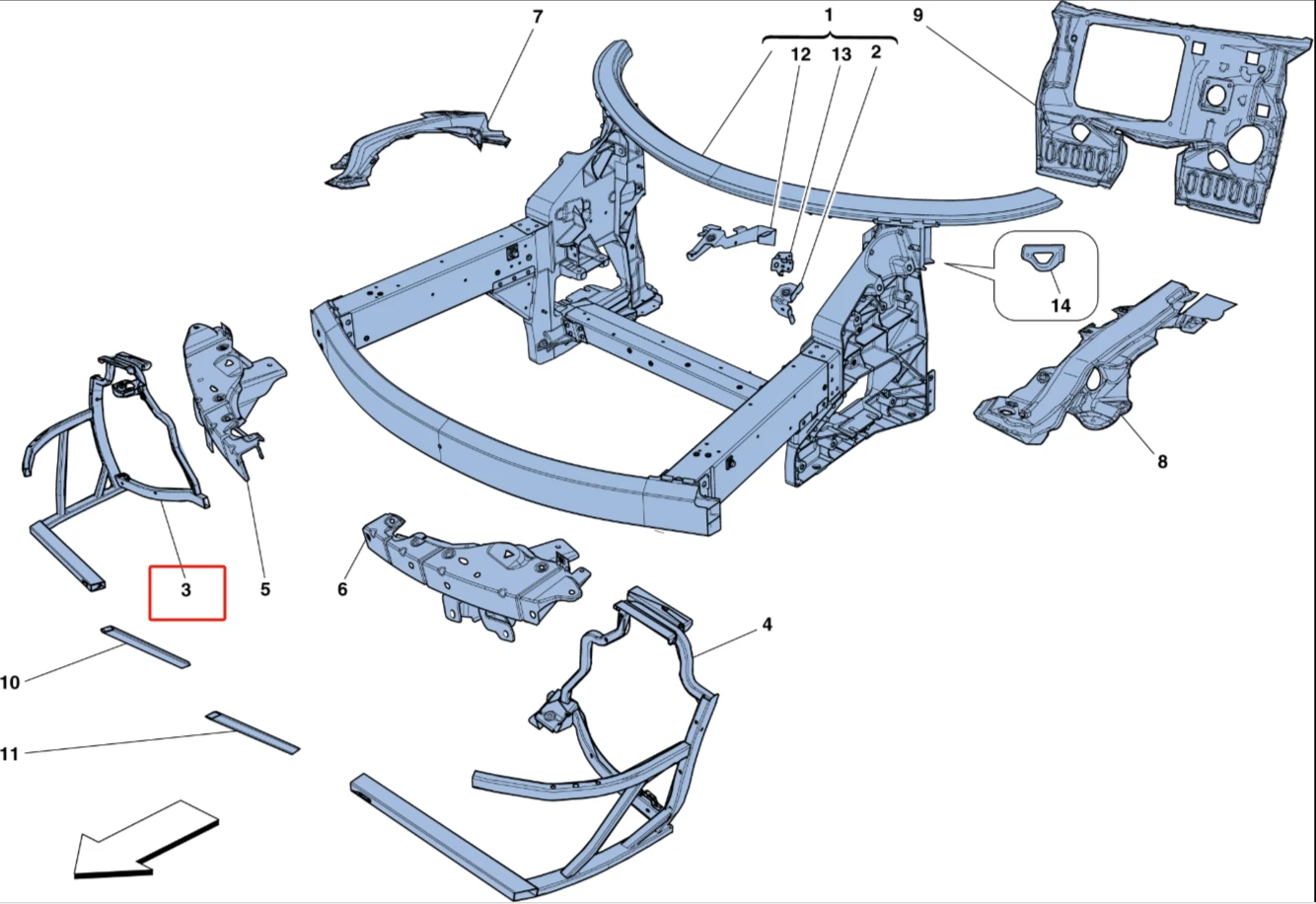 2025 Hot Sale Aluminum Alloy Front Radiator Bracket Frame For Ferrari 458 2010-2015 OE 82520800 82520600 factory