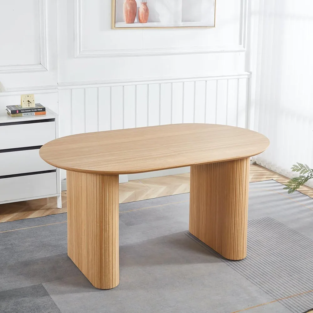 Modern Kitchen Oval Dining Table for 4-6 Extendable with Removable Leaves Space Saving  for Dining Room details
