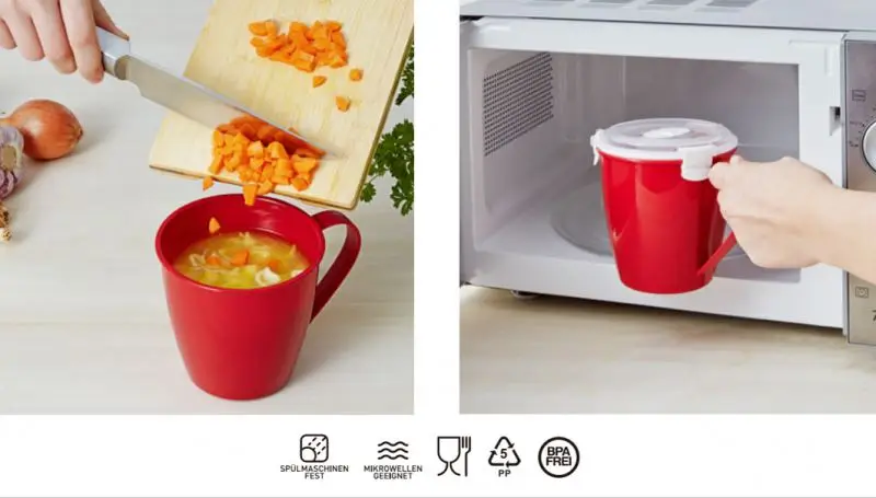 Microwavable & Portable Soup Container or Mug with Lid cover and handle