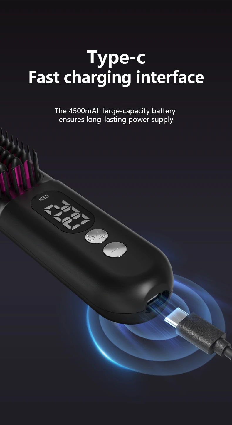 MESKY Cordless USB Rechargeable Ionic Hair Comb Fast Heating Mini Wireless Hair Straightener Brush factory