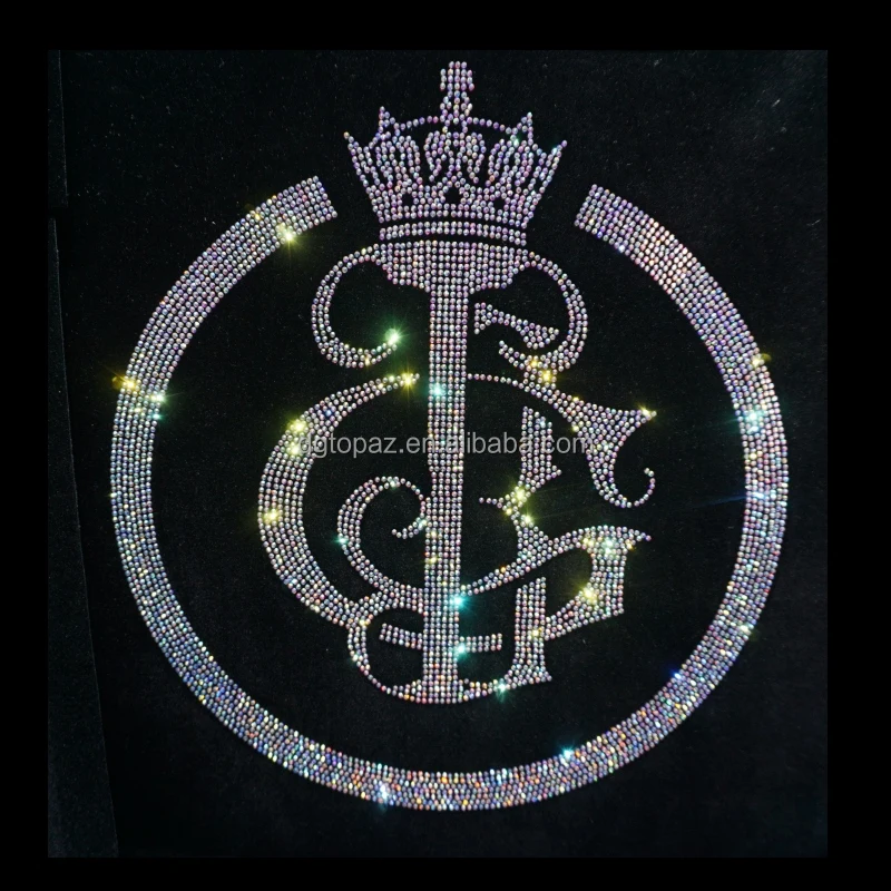 Fancy dgtopaz factory custom logo butterfly rhinestone iron on heat transfer patches motif