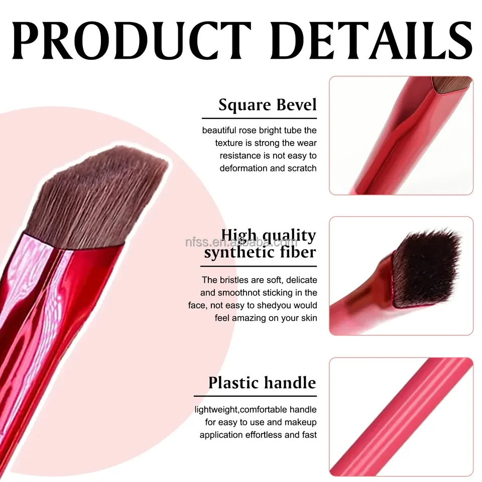 Custom Logo 4D Hair Stroke Stamp Brow Tinting Cosmetic Brushes Makeup Flat Angled Side Square  Multi Function Wild Eyebrow Brush