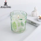 Leaf Candle Wholesale Customized Green Leaf Decal Aroma Wax Hand Poured Nature Scented Candle Jars
