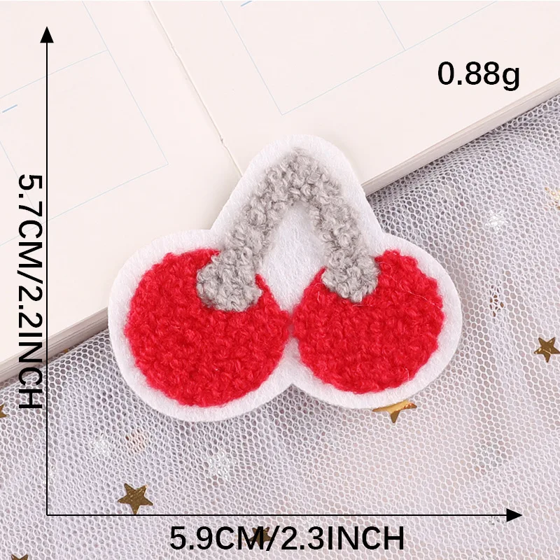 Hot Glue Cartoon Fruit Factory Wholesale Iron On Chenille Cherry Patches Self Adhesive