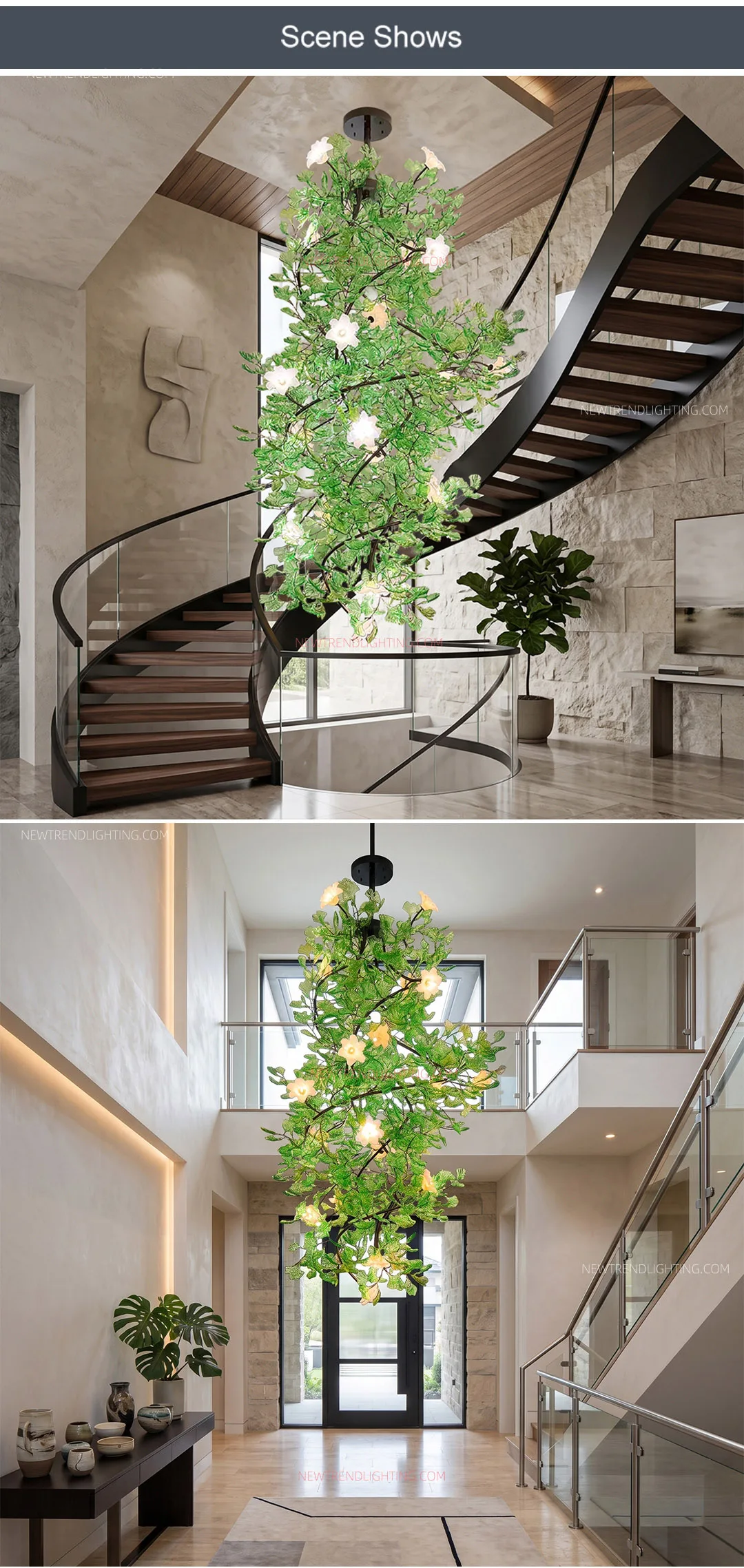 cpl 511 custom organic shape glass chandelier luxury cascading led staircase lighting manufacturer for high end villas-6