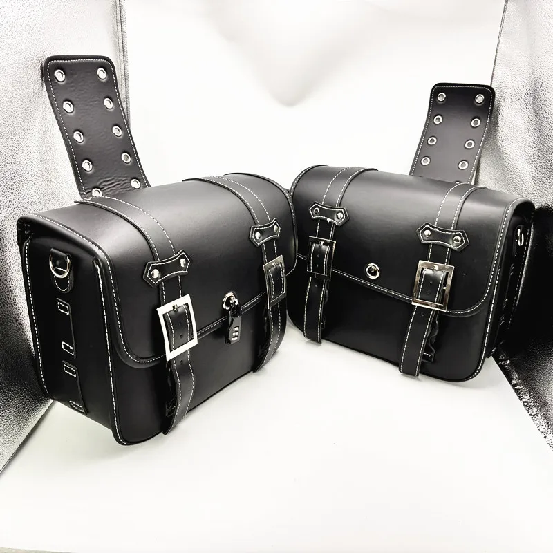 Dual Side Leather Saddle Bag for Comfortable Motorcycle Riding Rear Seat Tail Box with Hanging Rear Tail Bag