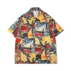 Short Button Shirt Short Sleeve Casual Button Print Beach Fashion Men Male Hawaiian Shirt
