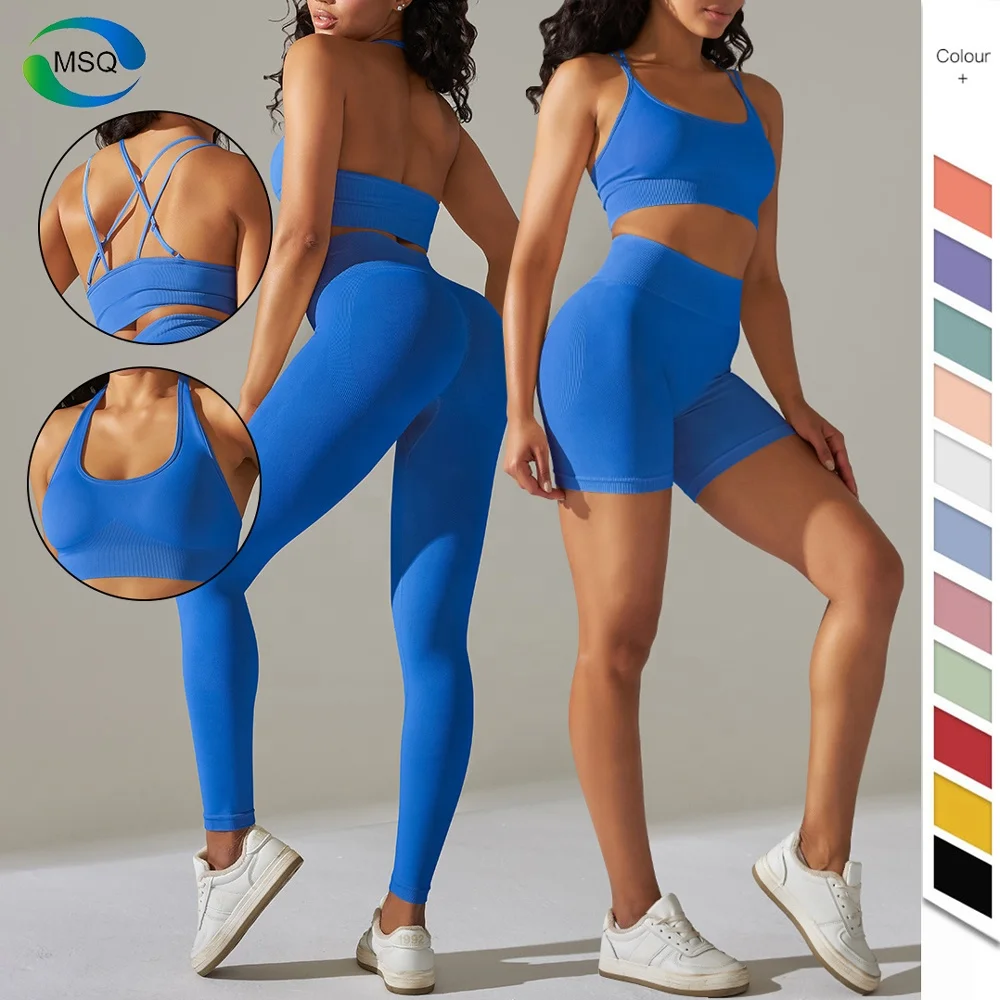 New Seamless Activewear Set Wholesale Fitness Yoga Wear 4PCS Sports Sexy Bra Butt Lift Leggings Seamless Workout Women Gym Sets