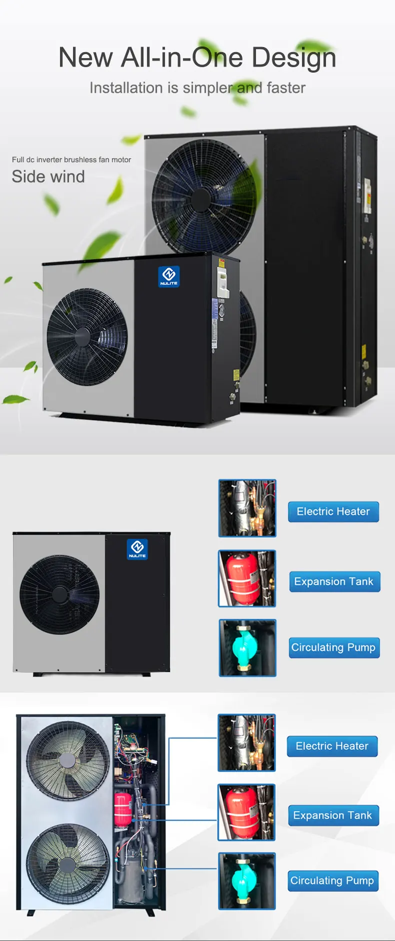 Air to Water Heat Pump, NULITE, R32, WIFI, Inverter - detail 6