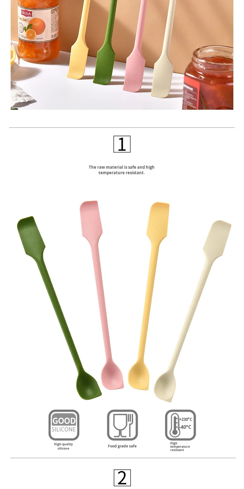 Kitchen Silicone Jam Spatula Seasoning Spoon and Baking Scraper for Cake Cream Bread-Jam-Perfect Baking & Pastry Tools manufacture