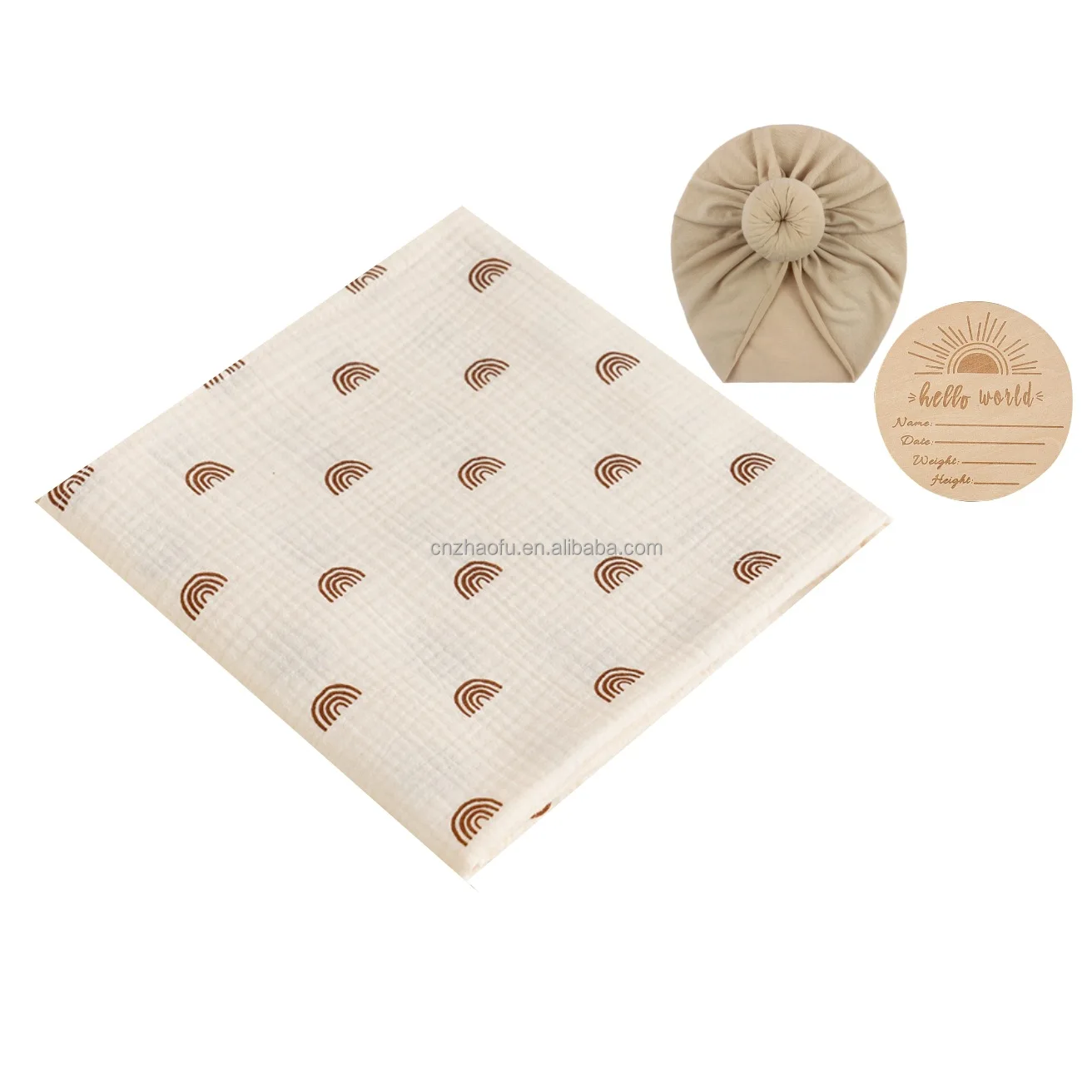 Organic Cotton Infant Wrap Newborn Gift Set Soft Bamboo Cotton monthly milestone cards Baby Bedding Muslin Swaddle Blanket Set