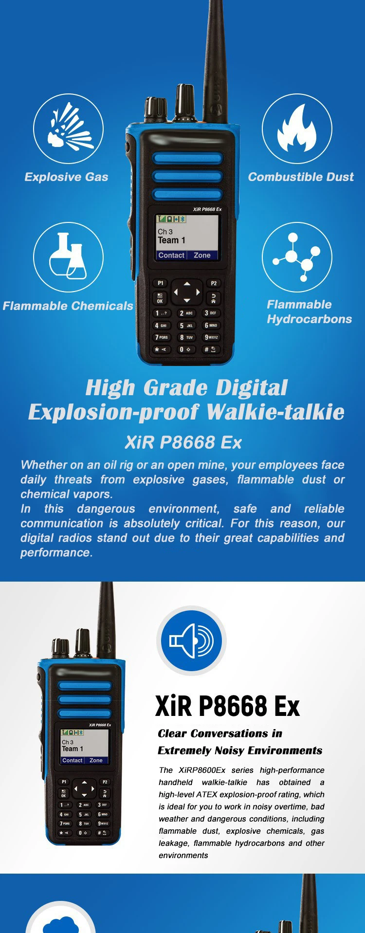 Explosion Proof Xir P Ex Walkie Talkie Digital Two Way Portable