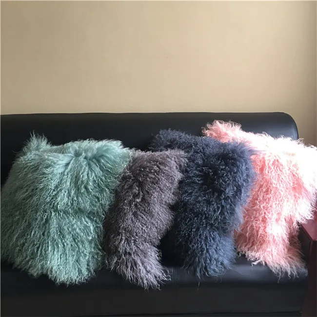 New Year lamb fur pillow Natural Colors