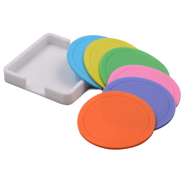 product custom 5mm thick silicone pvc rubber cup coasters heating resistant drink mat promotional product for coffee beverages-0