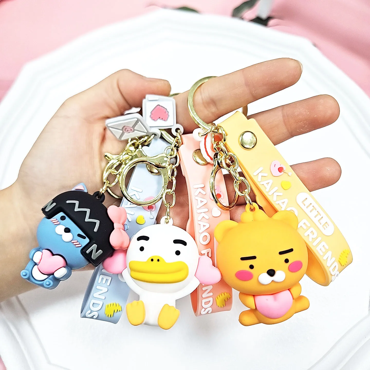 MB1 New Cute Cartoon Accessories Animal PVC Keychain Couples Car Charm Pendant Kakao Friends Keychain