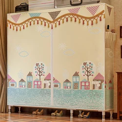 customized modern bedroom sliding door fabric wardrobe student kid simple cheap bedroom cloth organizers for wardrobe