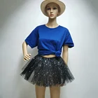 Tutu Skirt Black And Pink Tutu Skirt With Hologram Stars With Satin Belt 3 Layers Ballerina Skirt For Children