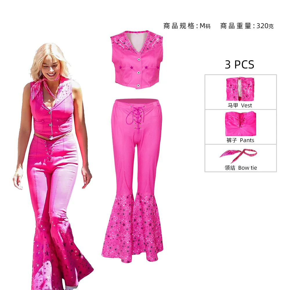 New Movie Film Barbies Ken Cos Costume Sexy Pink Girls Women Dress