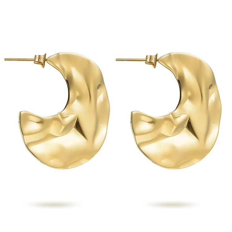 High Quality 18K Gold Plated Brass Jewelry Drape Semi-circle Stud Accessories Earring FE171021