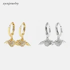 Wings White Fashion New Design With Wings Heart White Zircon Earrings Gold Plated Heart Earrings