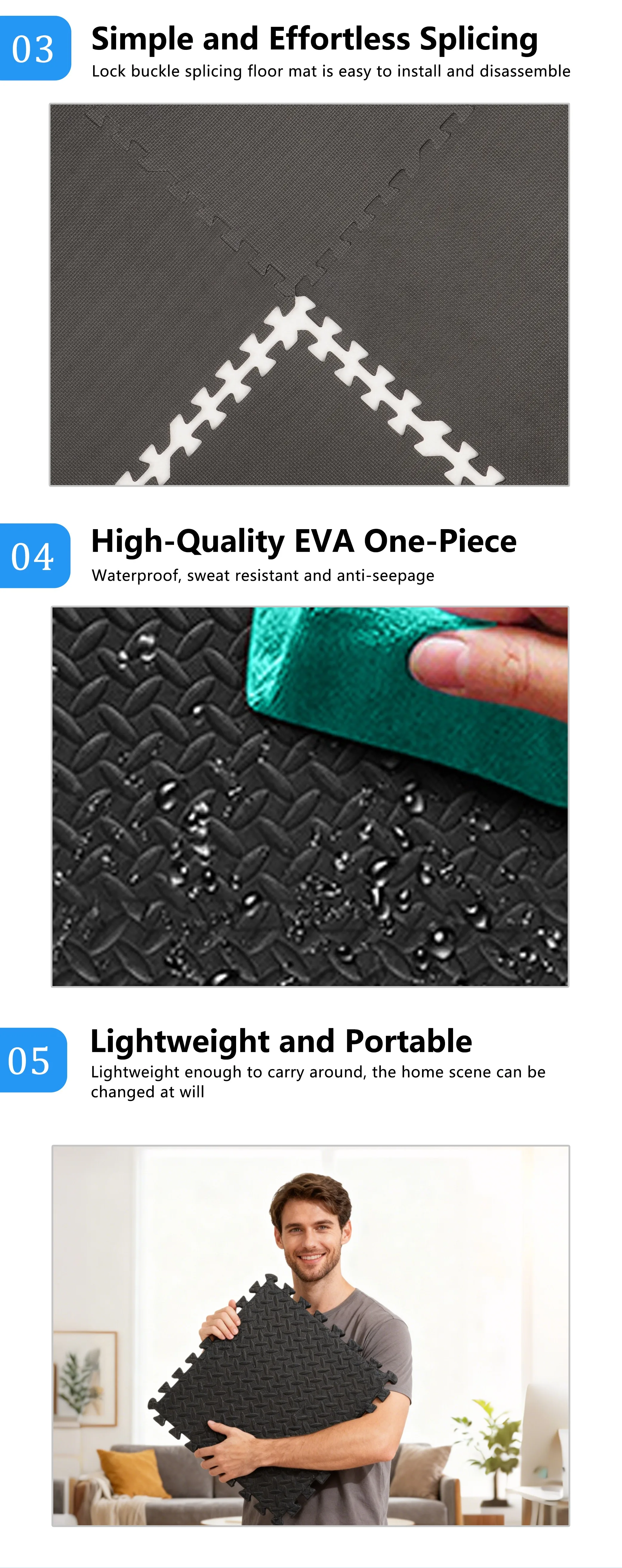 Hydefoam Commercial Grade Anti Fatigue Flooring Eva Gym Flooring Mats for Importers Low Tariff Sourcing factory