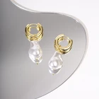 Pearl Earrings Luxury Freshwater Eardrop 18k Stainless Steel Gold Plated Irregular Baroque Pearl Earrings