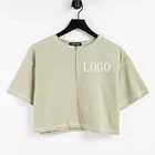 Women Women Wholesale Women Custom Logo Print Shirt In Stock Crop Top Women T-shirt Custom Crop Tops