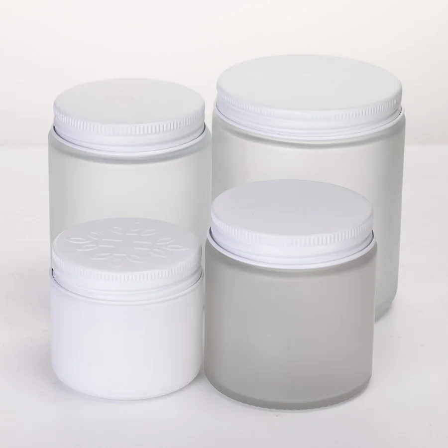 Straight Sided 2oz 4 oz 120ml 5oz 150ml 9oz Frosted Skin Care Cream Sunscreen Cream Cosmetic Glass Jar with lids