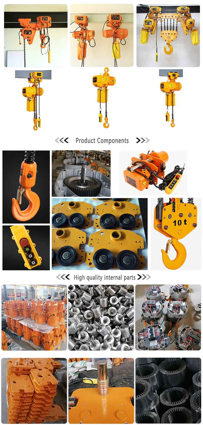 Customization Best 1 Ton To 10ton 15ton Motorized Electric/Manul Monorail Chain Lifting Hoists for Sale