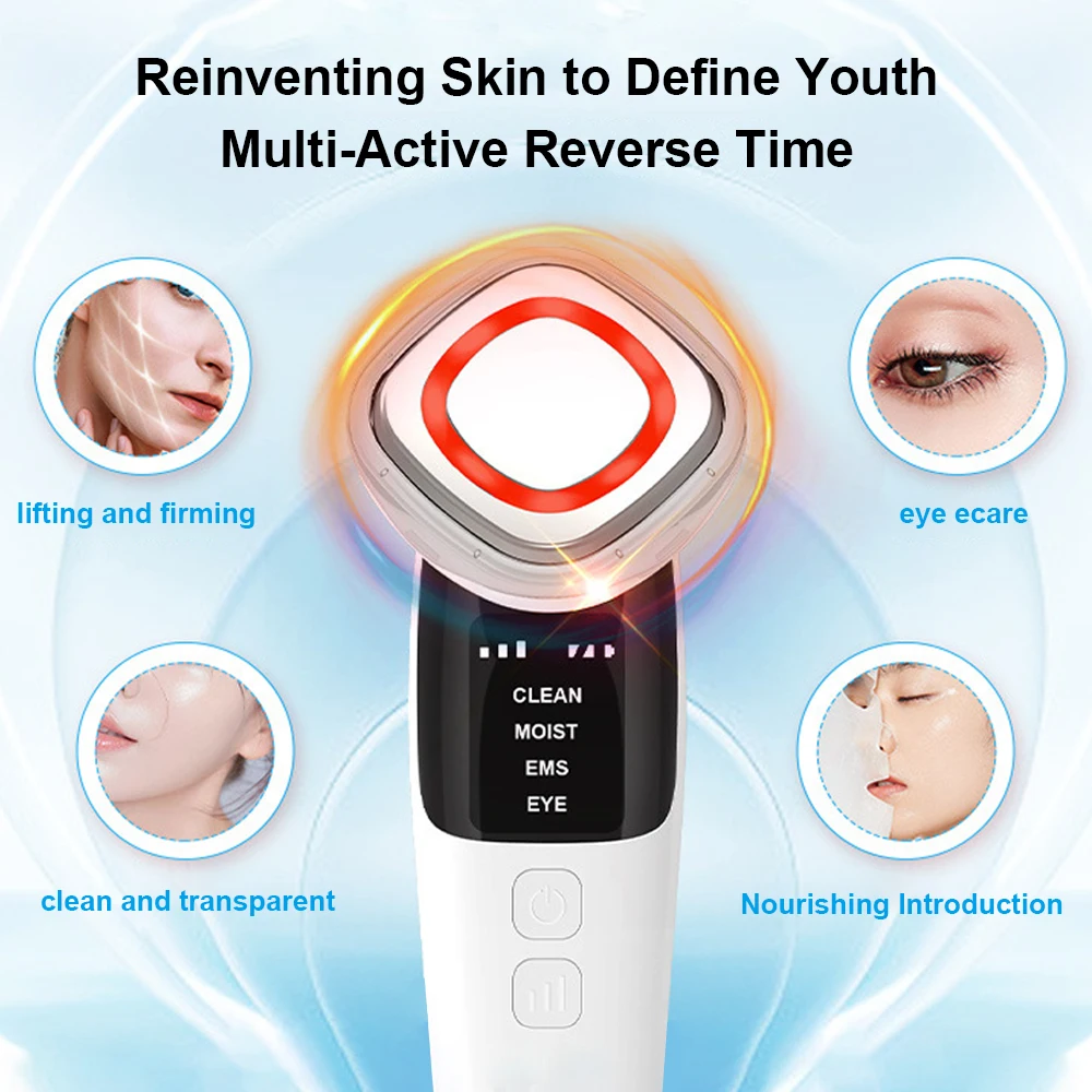 4 In 1 LED Heating Eye Warm EMSVibration V Face Lifting Wrinkle Remover Device Massager