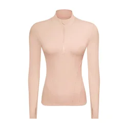 YIYI Half Zipper High Neck Comfortable Sports T-shirts Long Sleeves With Finger T-shirt Womens Yoga Wear Quick Dry Sport Jacket