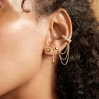 Earrings New Earrings New Style Single Cuff Earrings With Chains And Diamond Horse Eye Stud Earrings Women