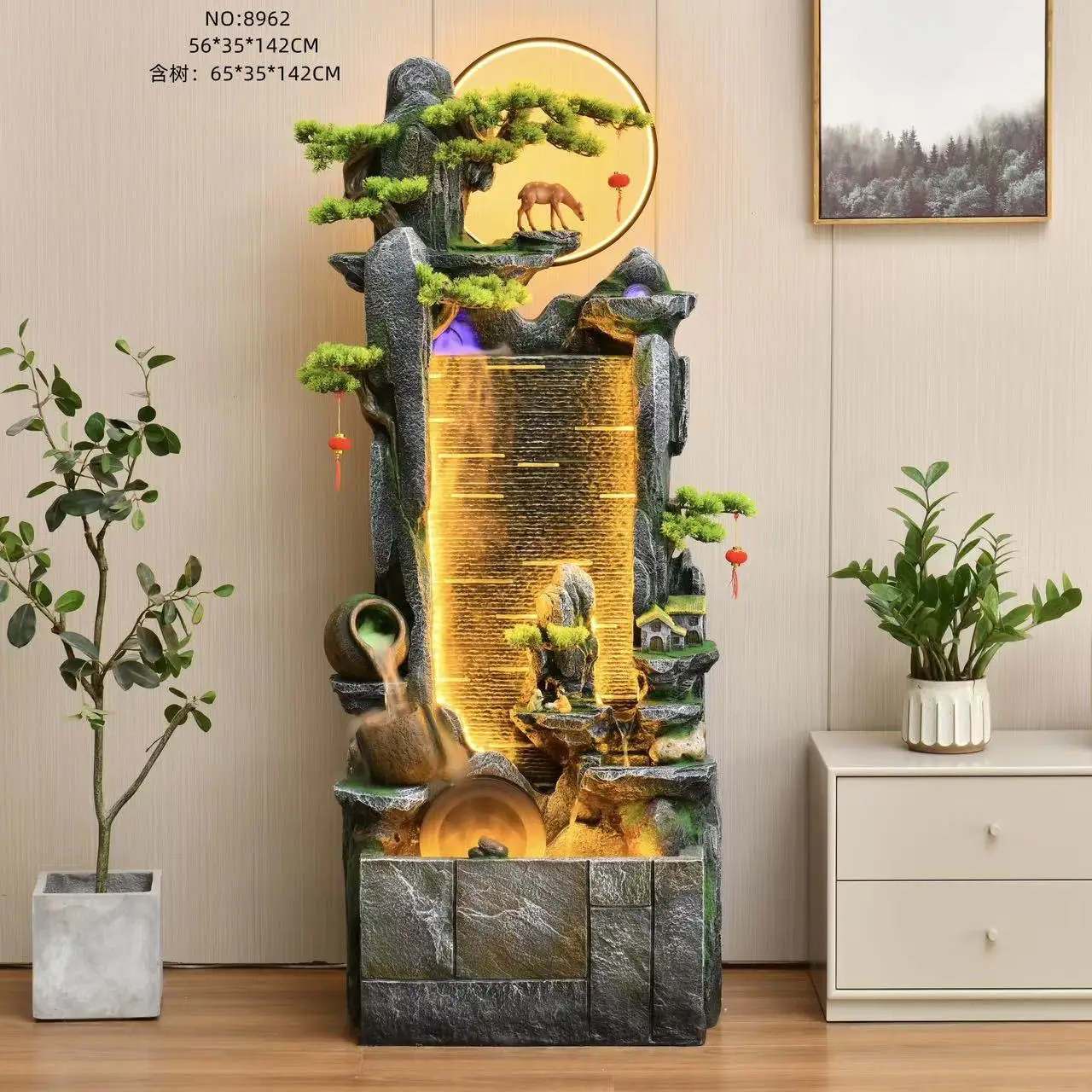 Outdoor Decoration Simulated Stone Rockery Fish Pond Automatic Plug-in Circulation Fiberglass High Quality Water Fountain