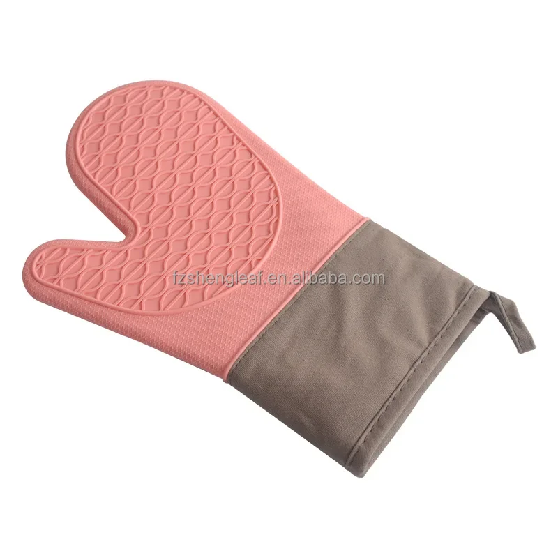 product novelty design dotted kitchen food grade silicone cotton double layer heat resistant customizable oven mitts bbq grill gloves-4