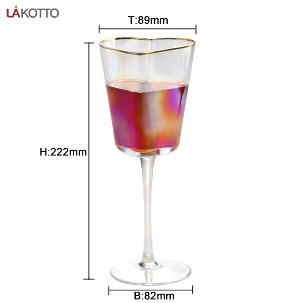 Heart-shaped glass style Nordic minimalist forest heart-shaped stemware goblet glasses clear