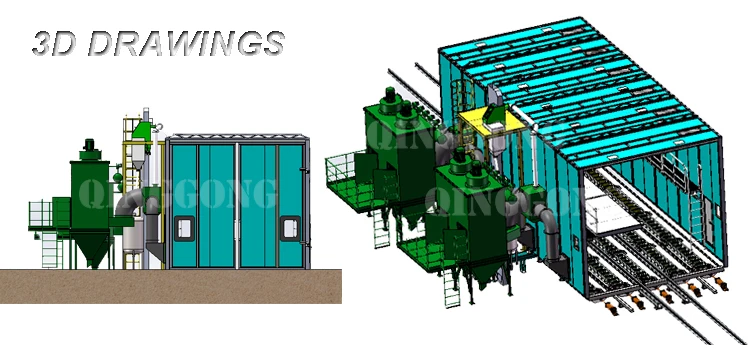 Manual Castings Air Sandblasting Booths Blast Cleaning Booth Sand