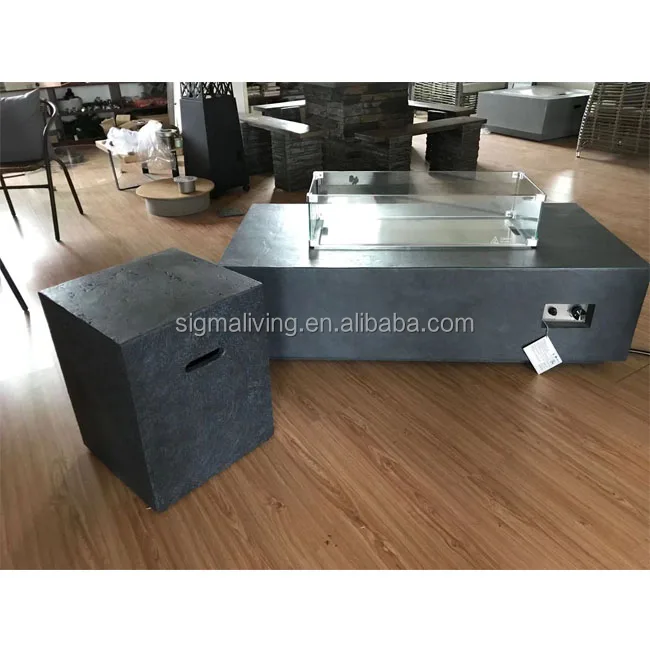outdoor furniture garden set natural gas propane fire pit table light grey square firepit tables