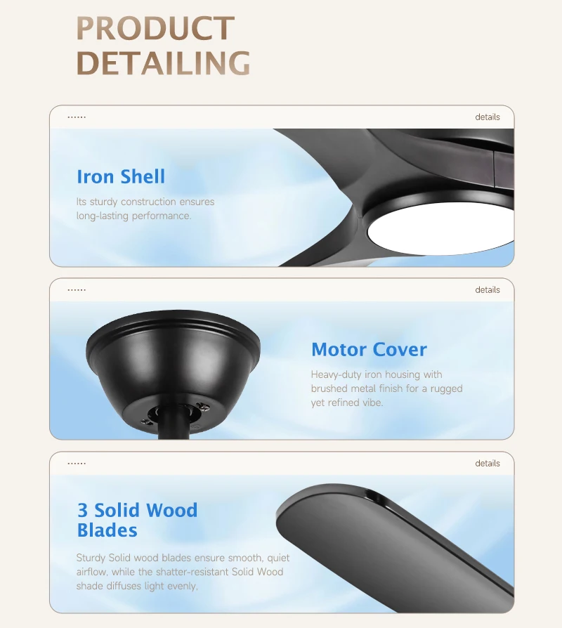 Ceiling Fan, Abs, 3 ABS Blades, AR-CFL-CB-1028-BK - detail 12