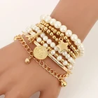Beads Pearl Bracelet Bead Fashion Gold Color Beads Pearl Star Multilayered Beads Bracelets For Women