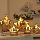 Christmas LED Light 3D Wooden Star Twinkle Battery Powered Christmas Lamp Holiday Party Decorative Fairy Lights