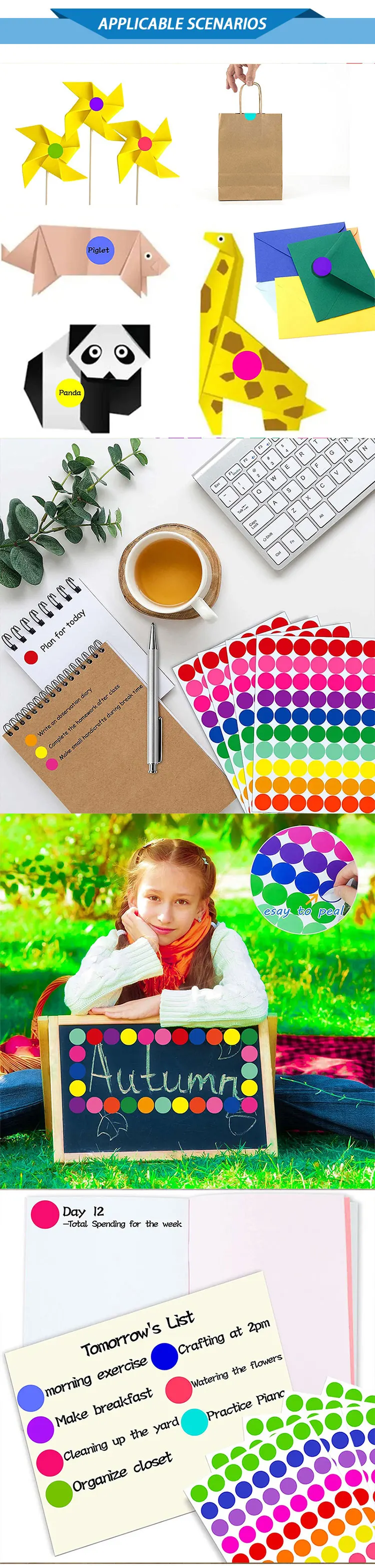 Cheap Color Coding Stickers Sticky Dots Assorted Sizes Labels Circle Stickers for Grocery Supermarket File Organization Parties manufacture