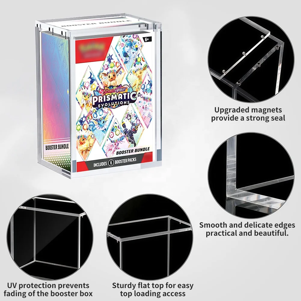 product acrylic magnetic uv protective pokemon booster bundle box protector case with magnetic lids acrylic booster bundle case-5