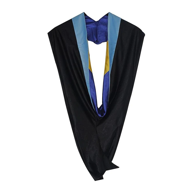 Academic regalia hood gown attachment feature Front loop attachment mechanism on academic regalia hood for gowns