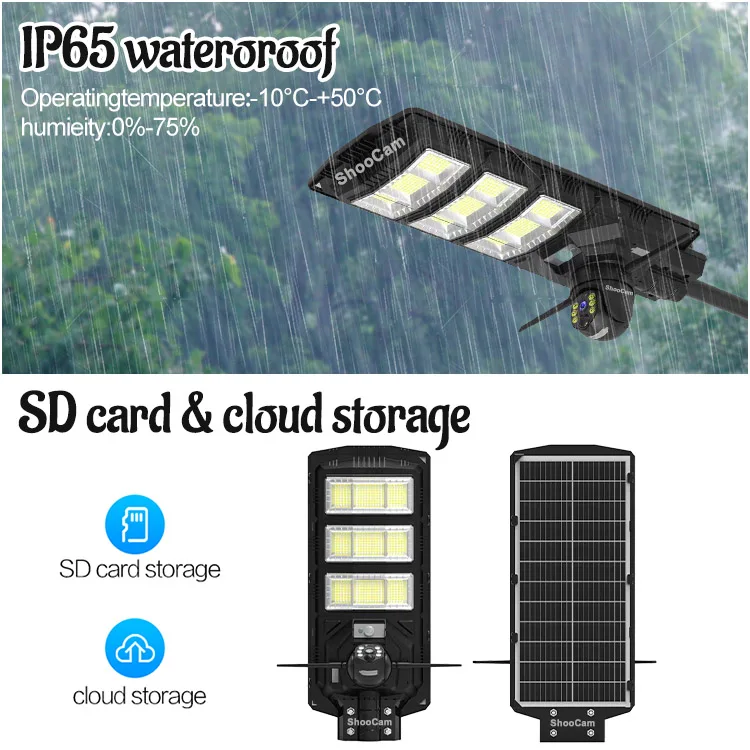 Outdoor Solar Street Light With Cctv Camera 4g Sim Card Lte Waterproof Pir Detection Led Highlight Solar Street With Camera