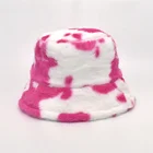Hat Winter Hats 2021 Cow Pattern Plush Fisherman Hat Girls Thickened Warm Winter Bucket Hats For Women