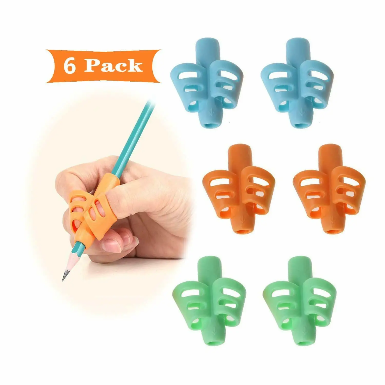 3 × Pencil Pen Handwriting Aid Grip Right Left Handed Soft Set Silica Gel Tool