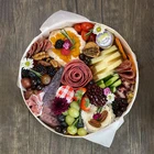Wooden Customized Logo Cheese Board Wooden Round Food Box Fruit Dessert Cake Biscuits Snack Salad Food Container