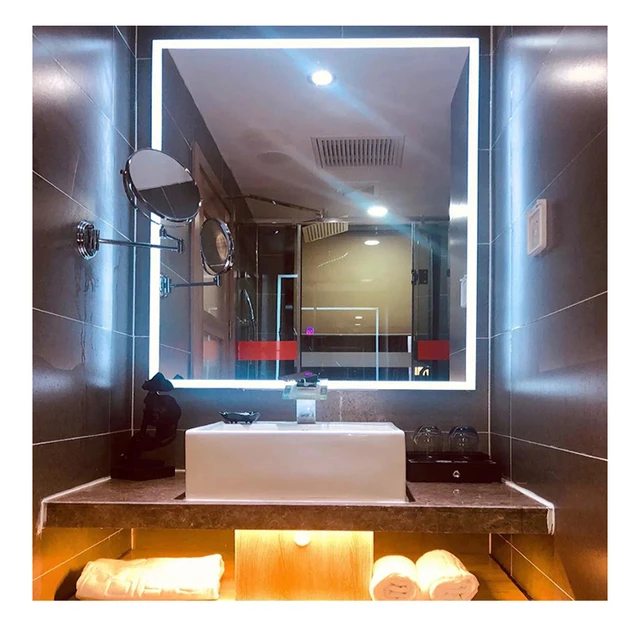 HIXEN 18-1 LED Bathroom Mirror Rectangular Smart Bath Mirror with Light with 3 Color Dimmable Light Touch Screen