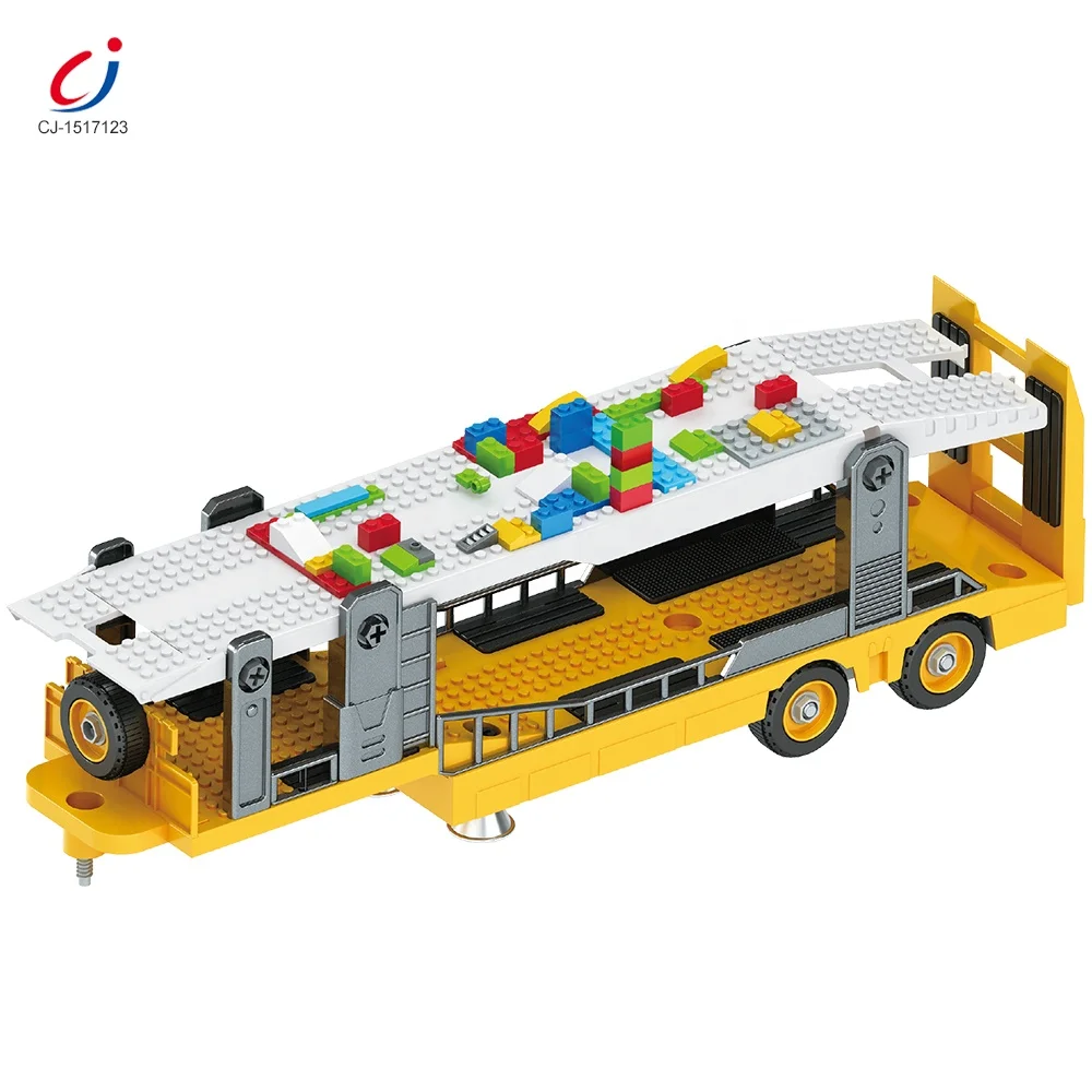 98 PCS DIY assembly blocks friction toy vehicles  inertia power construction vehicles carrier toy transport truck