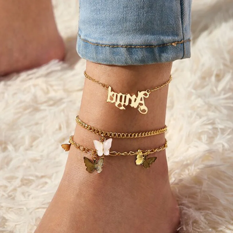 Cuban Link Butterfly Ankle Bracelet 2025